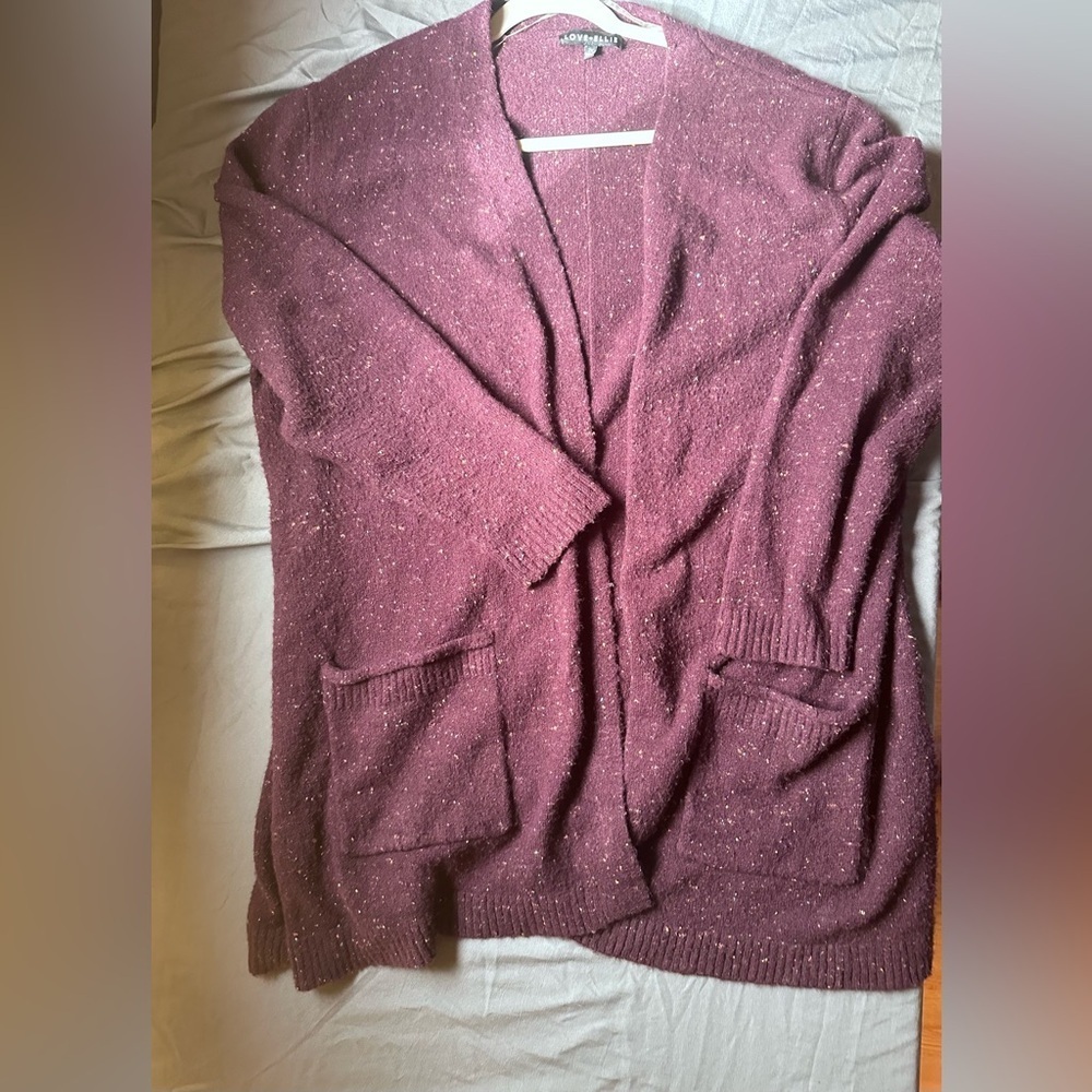 Purple‎ Chunky Knit Cardigan Sweater Love Ellie Size 2XL
